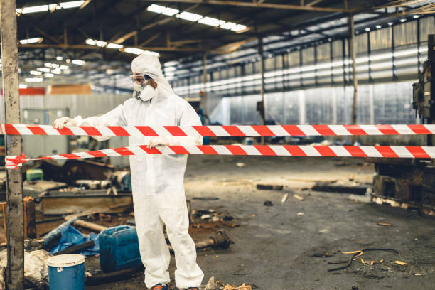 Professional Sewage Cleanup technician working in Chatham, VA